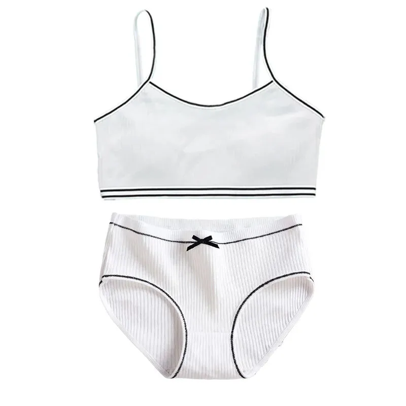 Girls Training Bras Panties Solid Kids Cotton Underwear Sets Teens