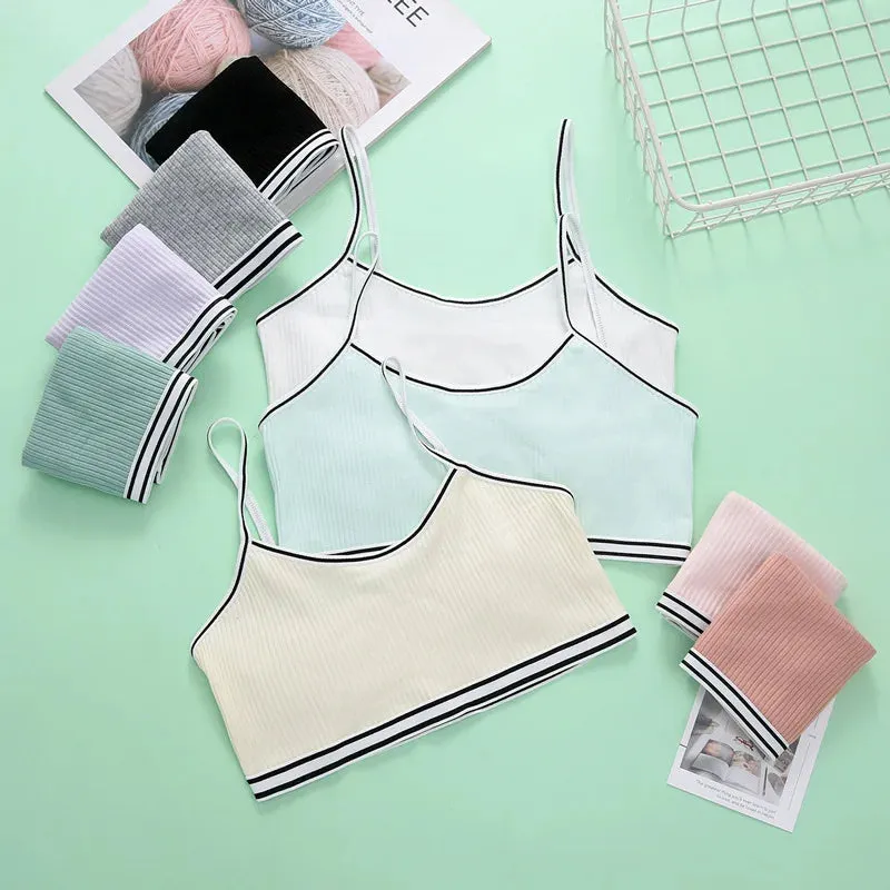 Girls Training Bras Panties Solid Kids Cotton Underwear Sets Teens