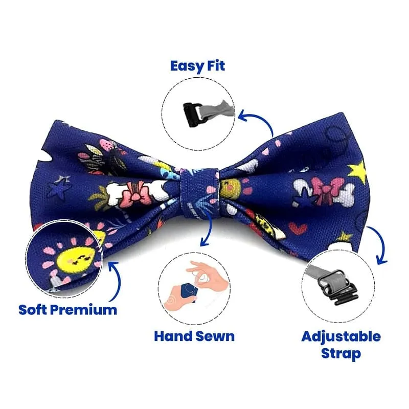 Goofy Tails Happy Vibes Pet Bows Tie | Adjustable Bowties for Dogs and Cats