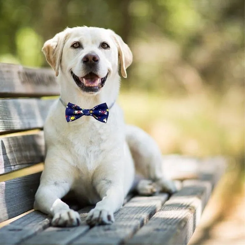 Goofy Tails Happy Vibes Pet Bows Tie | Adjustable Bowties for Dogs and Cats