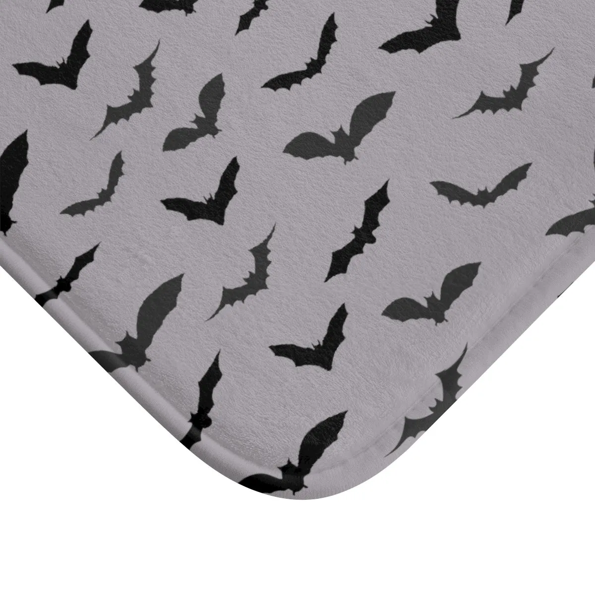 Gray and Black Flying Bats Designer Halloween Bath Mat-Made in USA