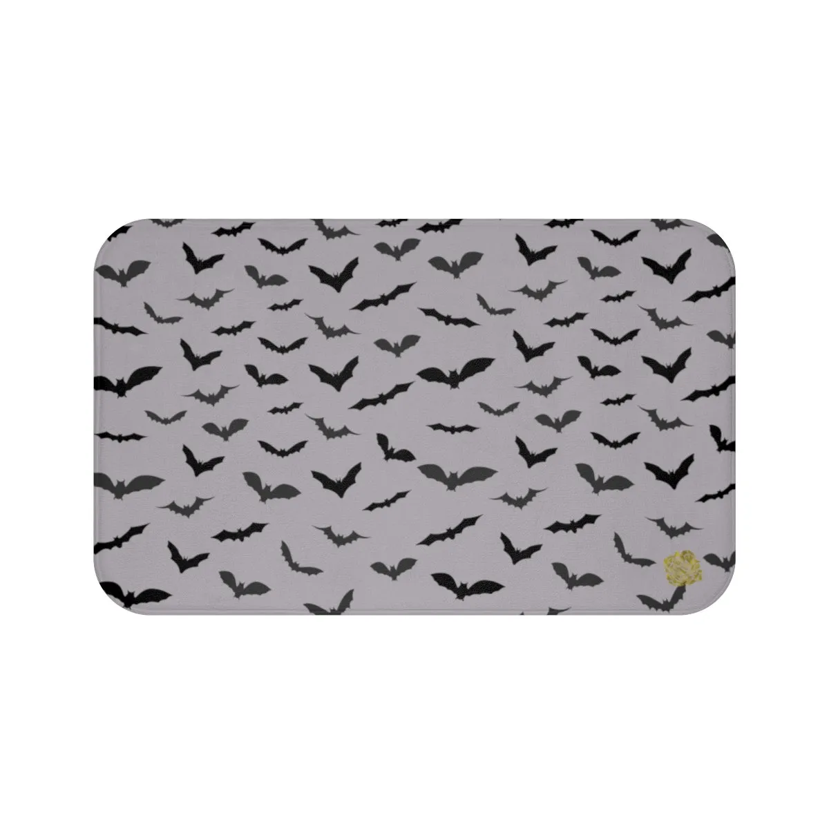 Gray and Black Flying Bats Designer Halloween Bath Mat-Made in USA