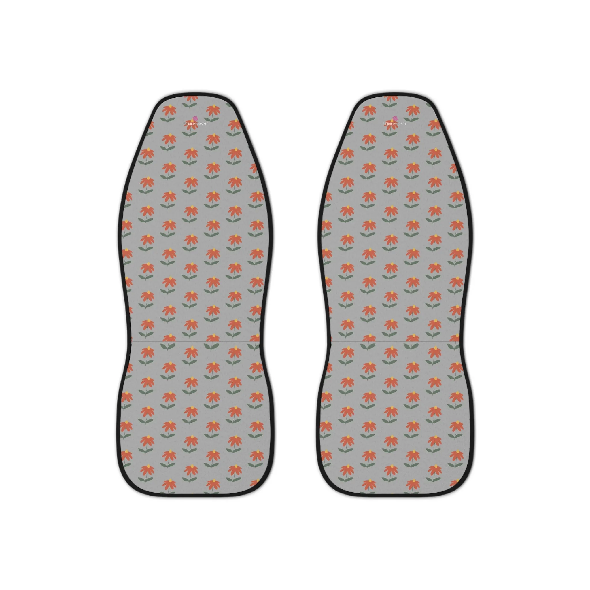 Gray Daisies Car Seat Covers, Floral Print Car Seat Covers, 2-Pcs Set (48.03" × 18.50") Polyester Car Seat Covers