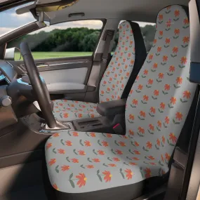 Gray Daisies Car Seat Covers, Floral Print Car Seat Covers, 2-Pcs Set (48.03" × 18.50") Polyester Car Seat Covers