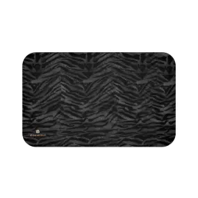 Gray Tiger Bath Mat, Tiger Stripe Animal Print Premium Soft Microfiber Fine Designer Bath Mat- Printed in USA
