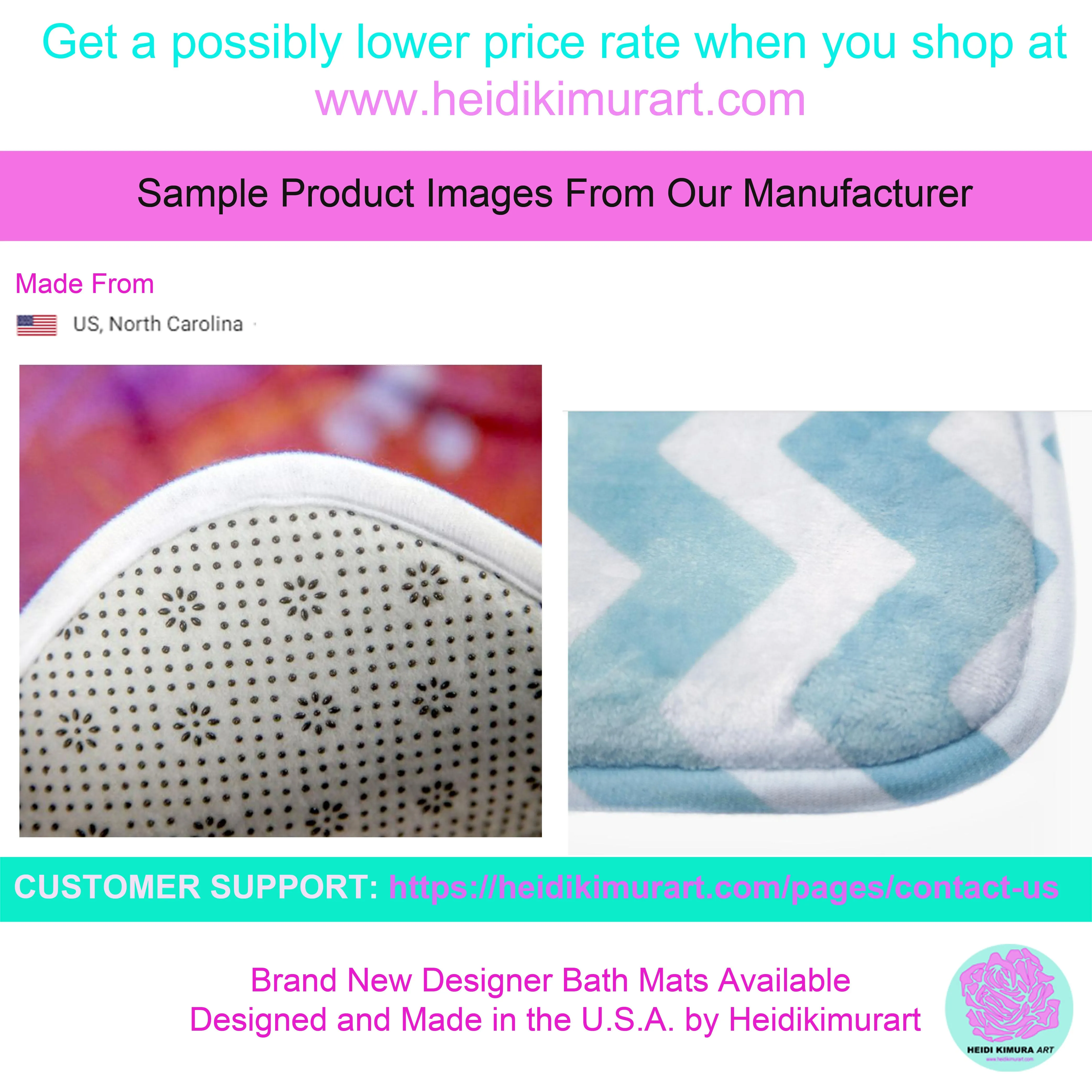 Gray Tiger Cat Print Bath Mats, Striped Calico Cat Print Premium Bath Rug- Printed in USA