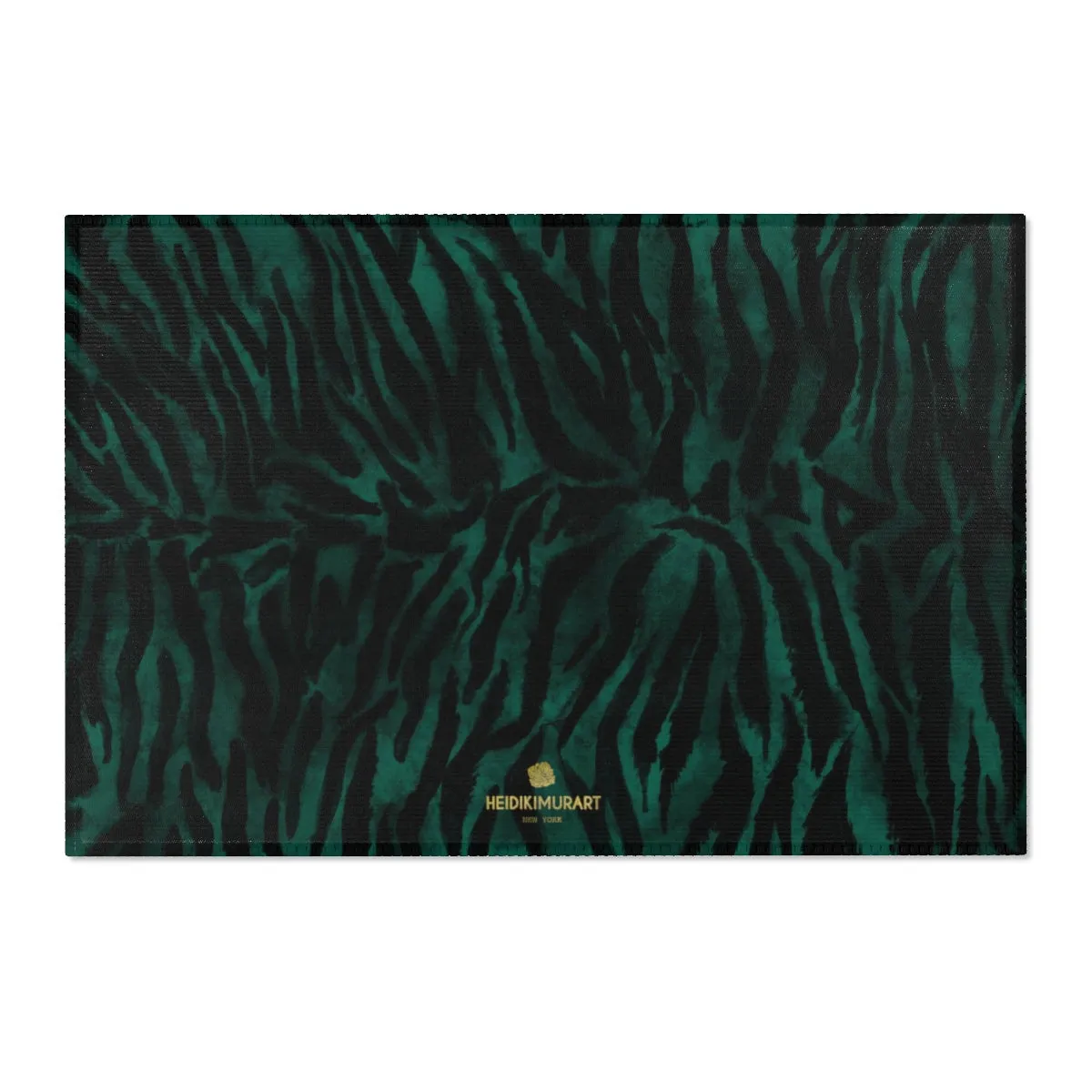 Green Black Tiger Carpet, Tiger Stripe Animal Print Designer 24x36, 36x60, 48x72 inches Area Rugs - Printed in USA