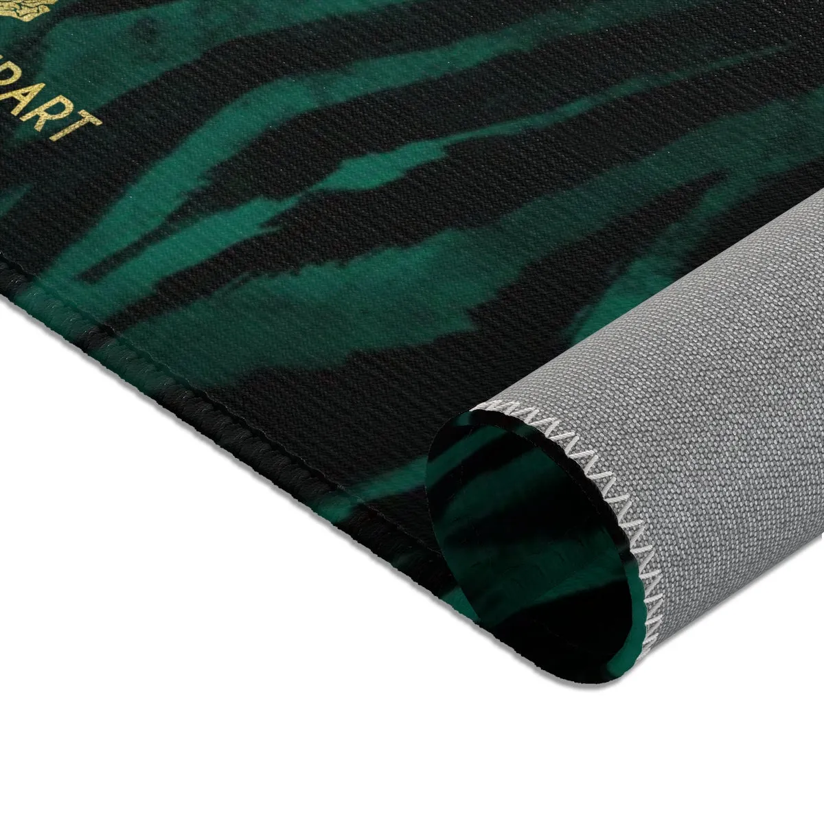Green Black Tiger Carpet, Tiger Stripe Animal Print Designer 24x36, 36x60, 48x72 inches Area Rugs - Printed in USA