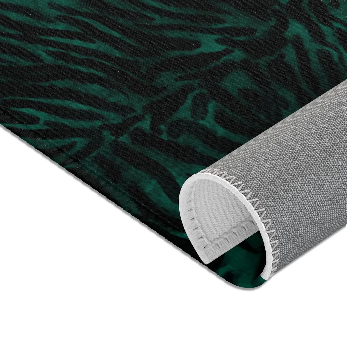 Green Black Tiger Carpet, Tiger Stripe Animal Print Designer 24x36, 36x60, 48x72 inches Area Rugs - Printed in USA