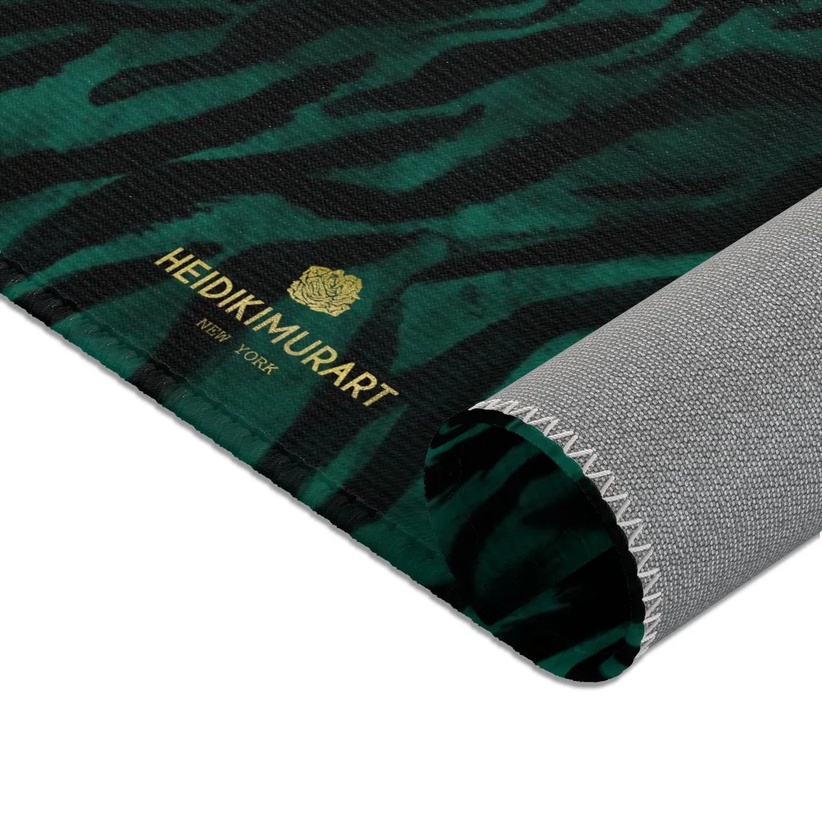 Green Black Tiger Carpet, Tiger Stripe Animal Print Designer 24x36, 36x60, 48x72 inches Area Rugs - Printed in USA