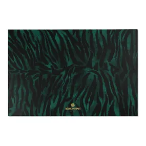 Green Black Tiger Carpet, Tiger Stripe Animal Print Designer 24x36, 36x60, 48x72 inches Area Rugs - Printed in USA