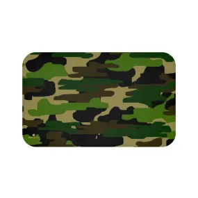 Green Camo Bath Mat, Army Military Camoflage Print Premium Soft Microfiber Bath Mat- Printed in USA