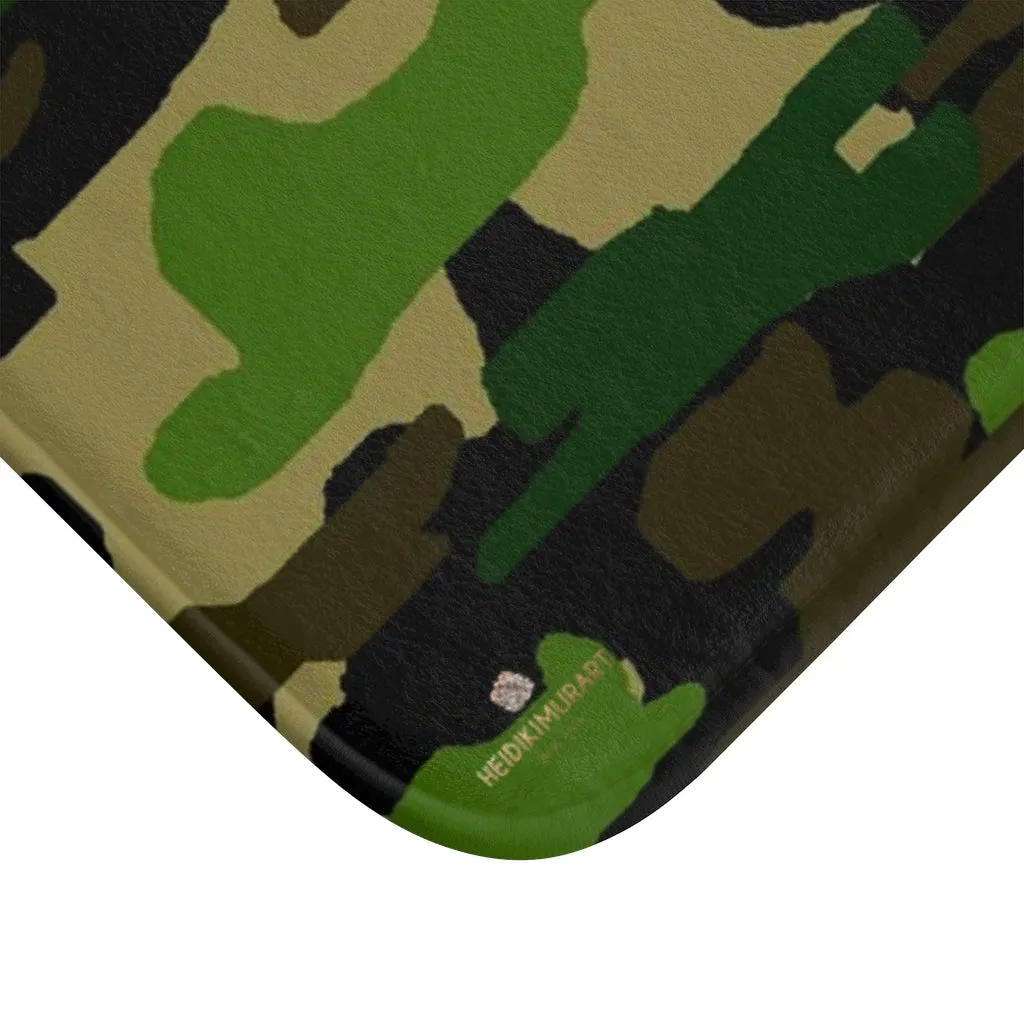 Green Camo Bath Mat, Army Military Camoflage Print Premium Soft Microfiber Bath Mat- Printed in USA