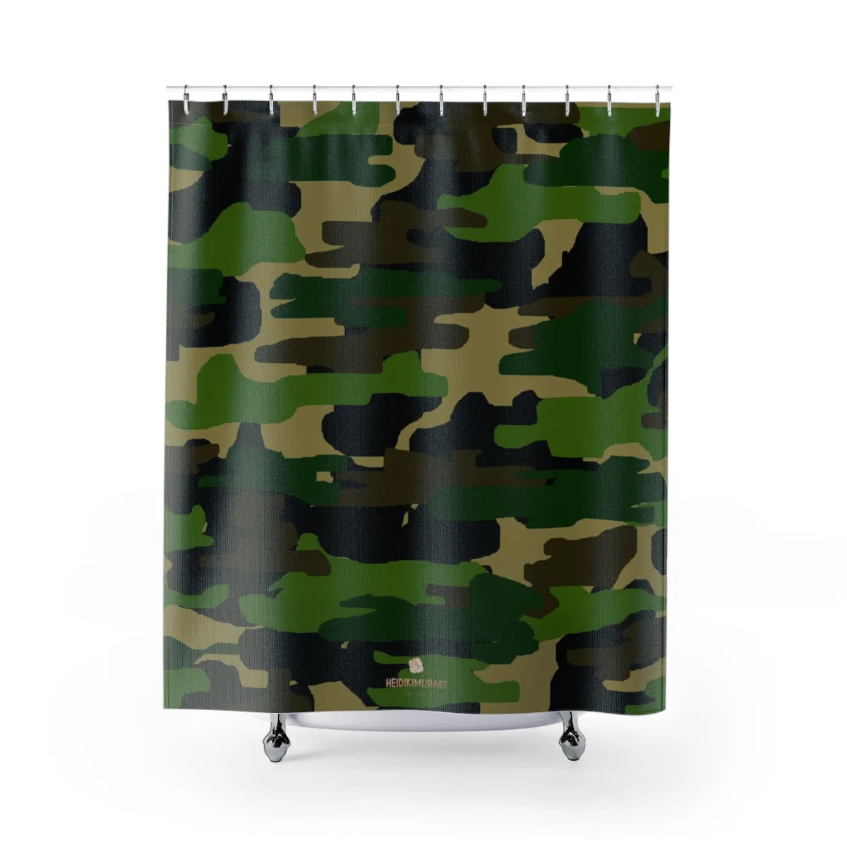 Green Camouflage Shower Curtains, Army Military Large Size 71x74 in. Bathroom Curtains