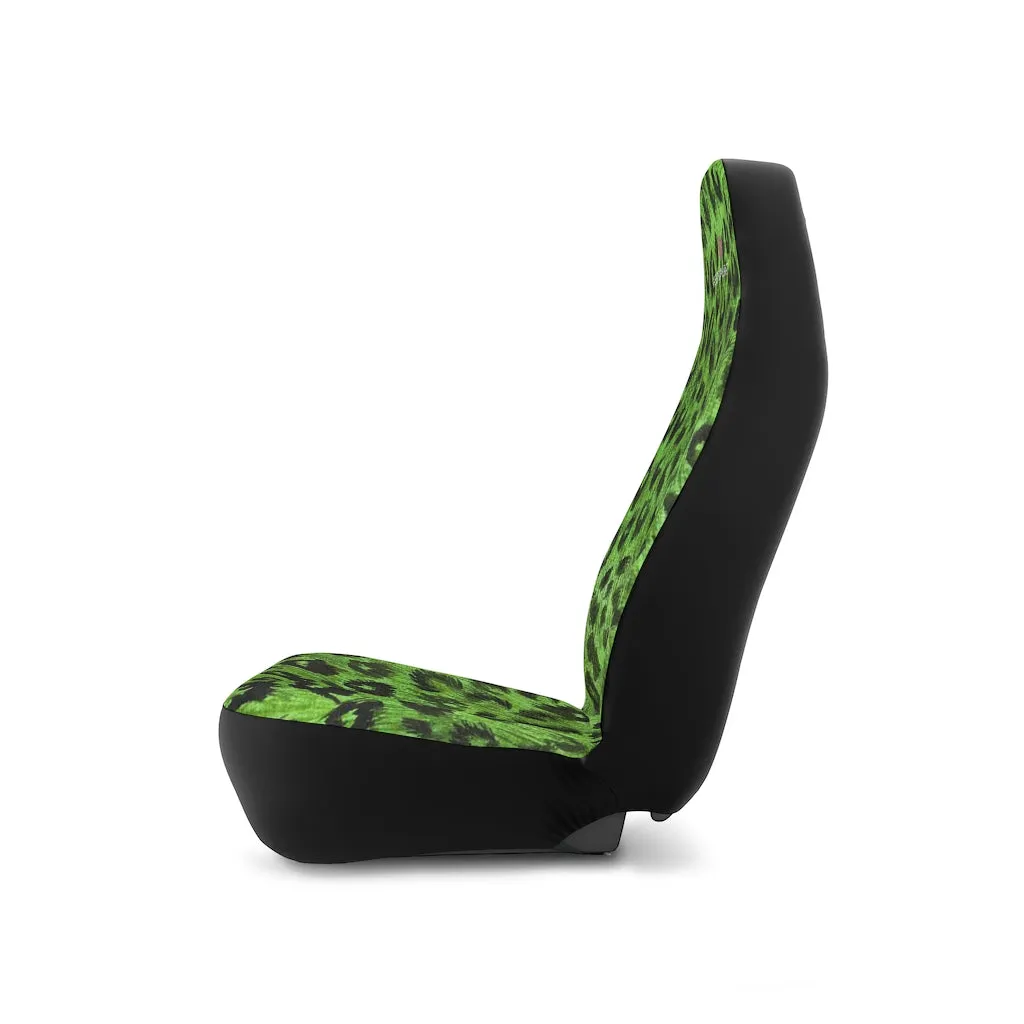Green Leopard Car Seat Covers, 2-Pcs (48.03" × 18.50") Set Best Car Accessories Essential Premium Quality Best Soft Luxury Car Seat Covers