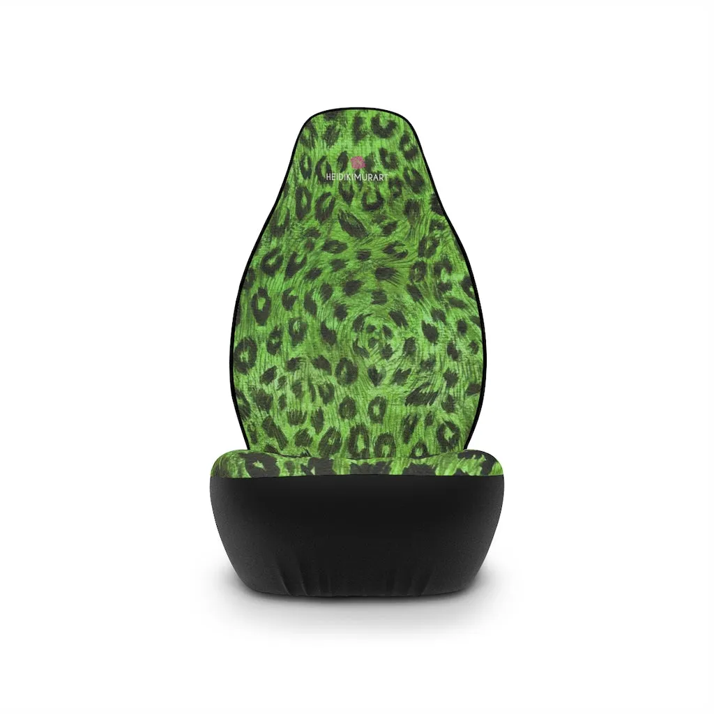 Green Leopard Car Seat Covers, 2-Pcs (48.03" × 18.50") Set Best Car Accessories Essential Premium Quality Best Soft Luxury Car Seat Covers