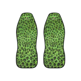 Green Leopard Car Seat Covers, 2-Pcs (48.03" × 18.50") Set Best Car Accessories Essential Premium Quality Best Soft Luxury Car Seat Covers