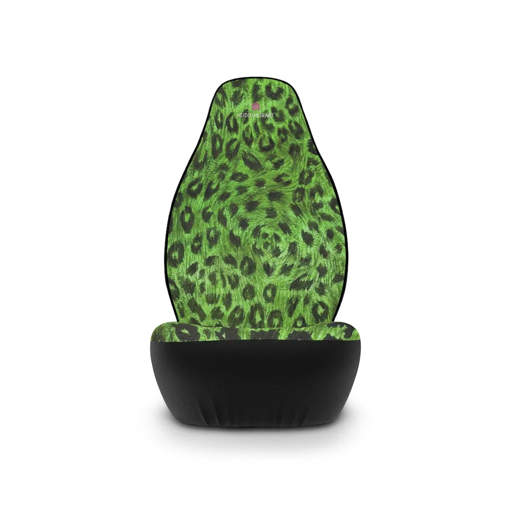 Green Leopard Car Seat Covers, Leopard Animal Print 2-Pcs (48.03" × 18.50") Set Best Car Accessories Essential Premium Quality Best Soft Luxury Car Seat Covers