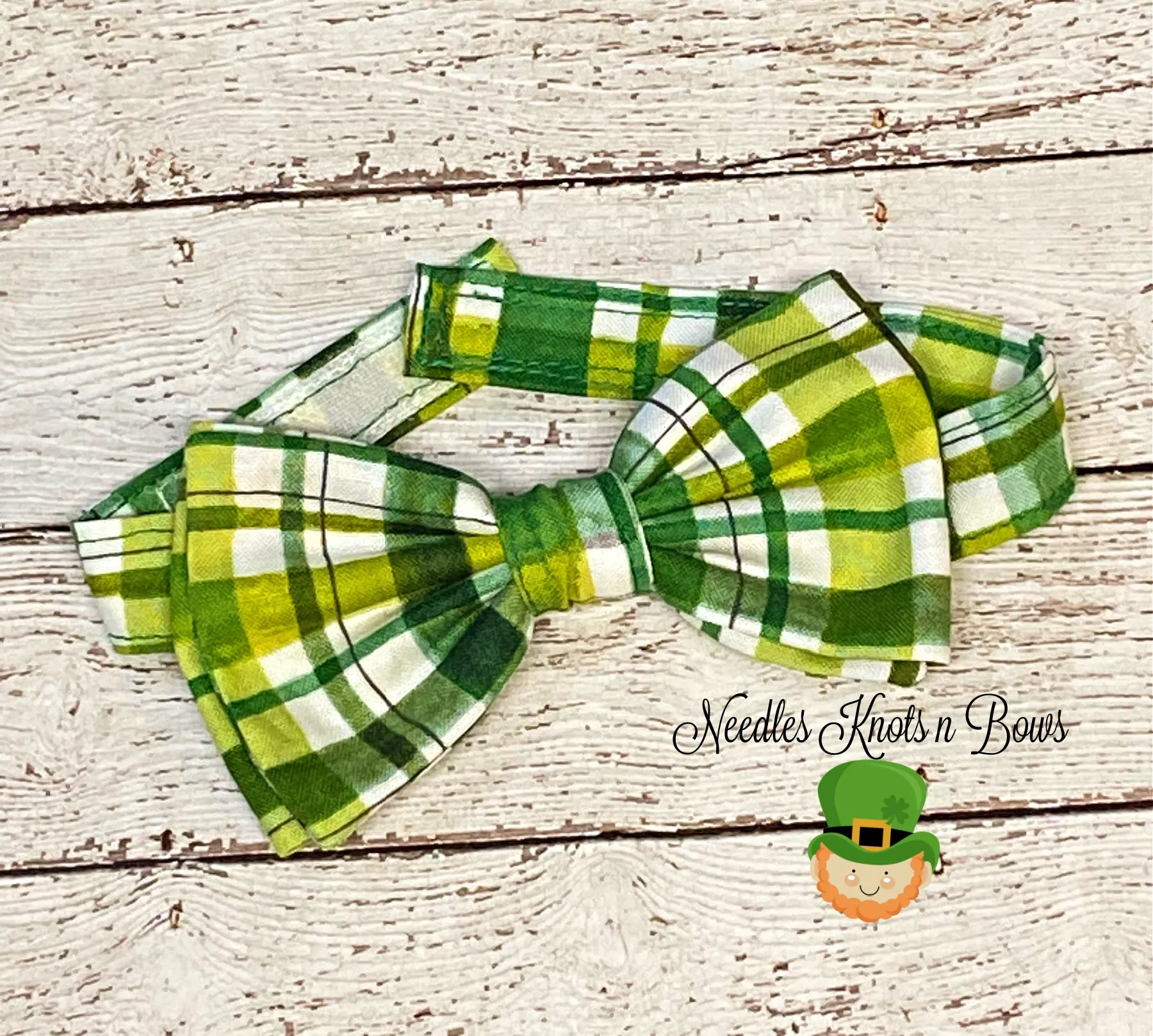 Green Plaid Bow Tie & Suspender Set, St. Patrick's Day Bow Tie