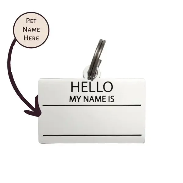 Hello My Name is Pet ID Tag in Silver