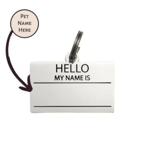 Hello My Name is Pet ID Tag in Silver