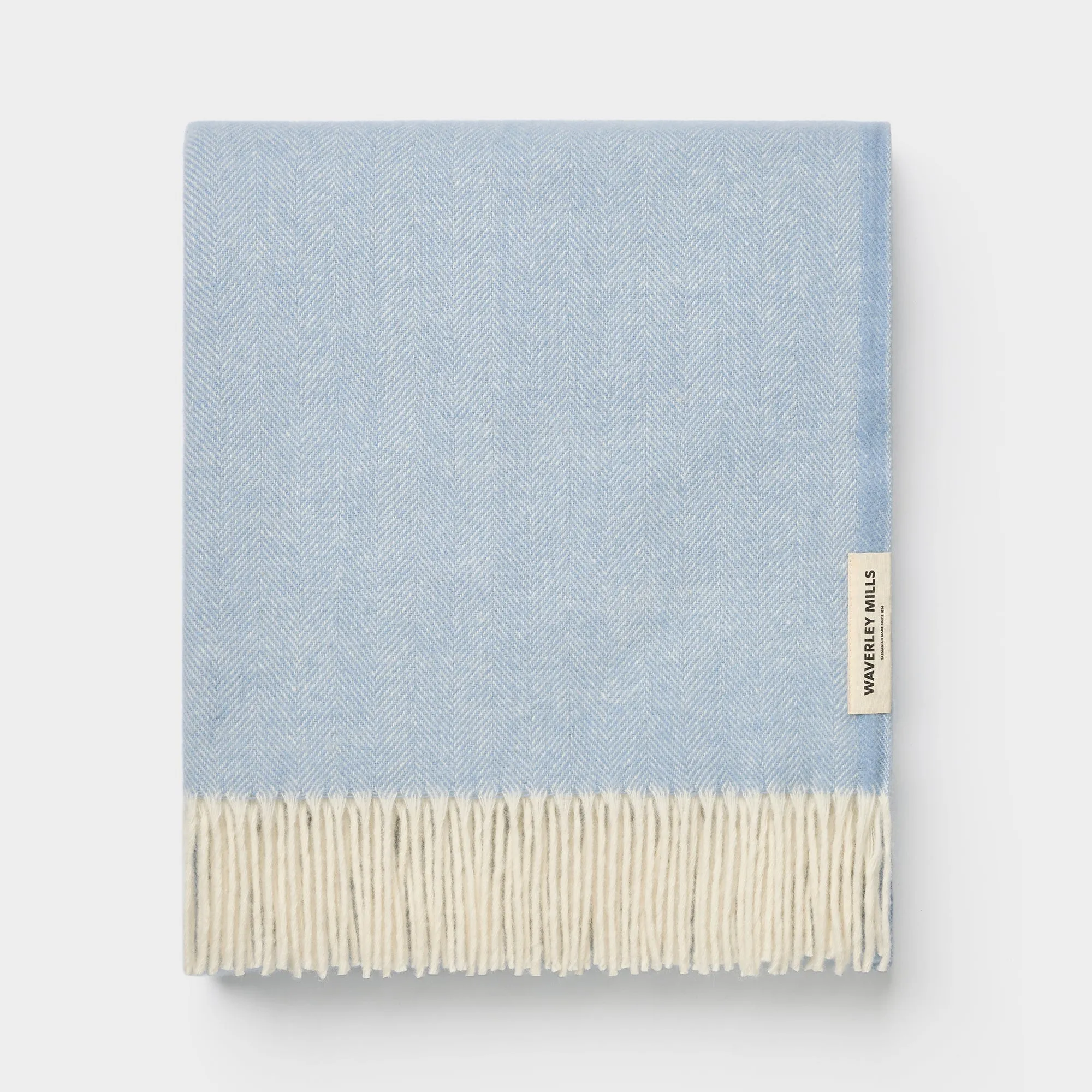 Herringbone Throw in Wineglass Bay Blue