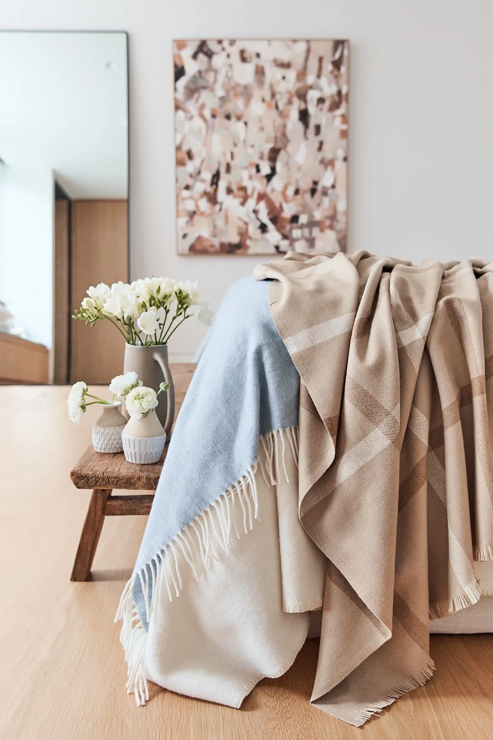 Herringbone Throw in Wineglass Bay Blue