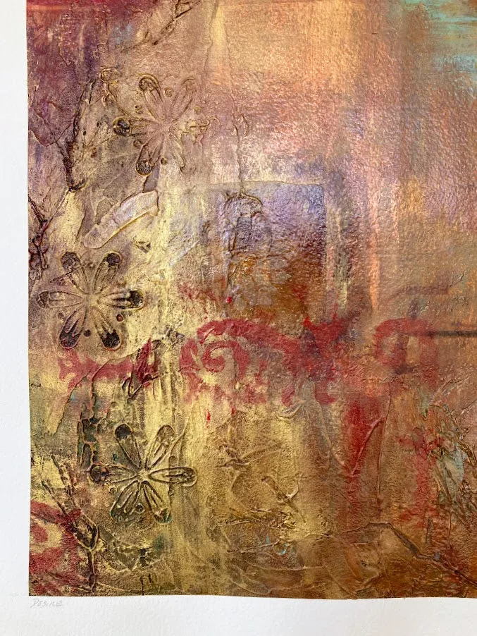 Holiday Hue Collage Painting | Abstract Oil Painting | Gallery Wall Art | Gold Leaf Detail | Modern Oil Painting | Textured Fine Art