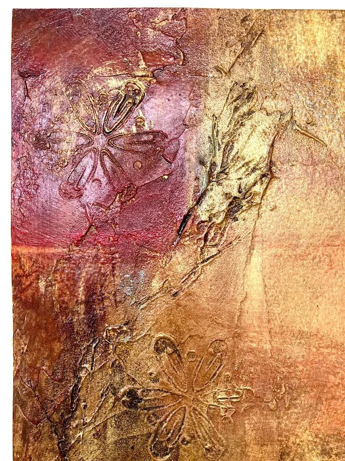 Holiday Hue Collage Painting | Abstract Oil Painting | Gallery Wall Art | Gold Leaf Detail | Modern Oil Painting | Textured Fine Art