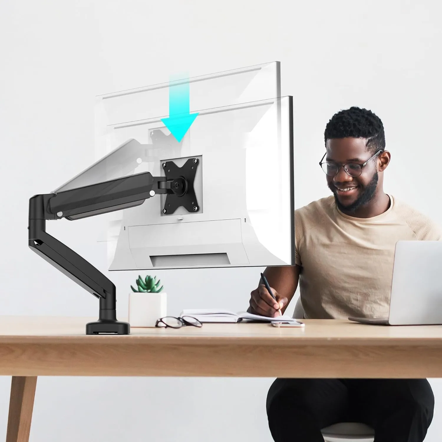j5create JTSA101 Ergonomic Monitor Desk Mount for Most 17" -32" Monitors - Black