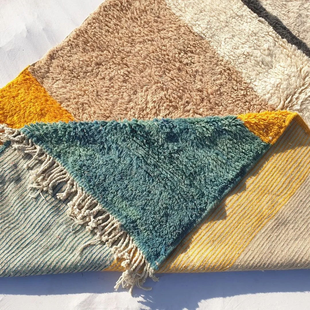 KIMMA | Authentic Moroccan Beni Rug 6x9 (Super Soft Super Thick) Shag Rug | 9'81x6'76 Ft | 299x206 cm | Moroccan Beni Mrirt Rug