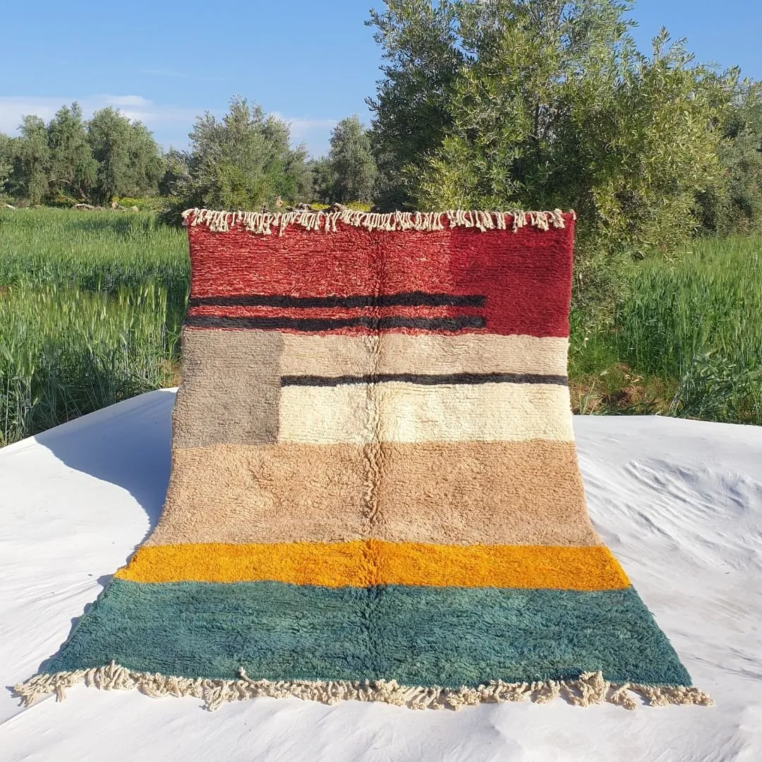KIMMA | Authentic Moroccan Beni Rug 6x9 (Super Soft Super Thick) Shag Rug | 9'81x6'76 Ft | 299x206 cm | Moroccan Beni Mrirt Rug