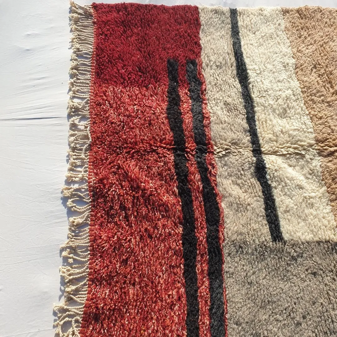 KIMMA | Authentic Moroccan Beni Rug 6x9 (Super Soft Super Thick) Shag Rug | 9'81x6'76 Ft | 299x206 cm | Moroccan Beni Mrirt Rug