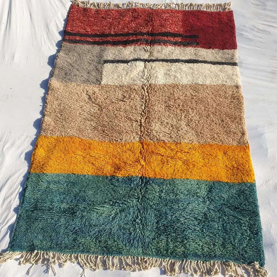 KIMMA | Authentic Moroccan Beni Rug 6x9 (Super Soft Super Thick) Shag Rug | 9'81x6'76 Ft | 299x206 cm | Moroccan Beni Mrirt Rug
