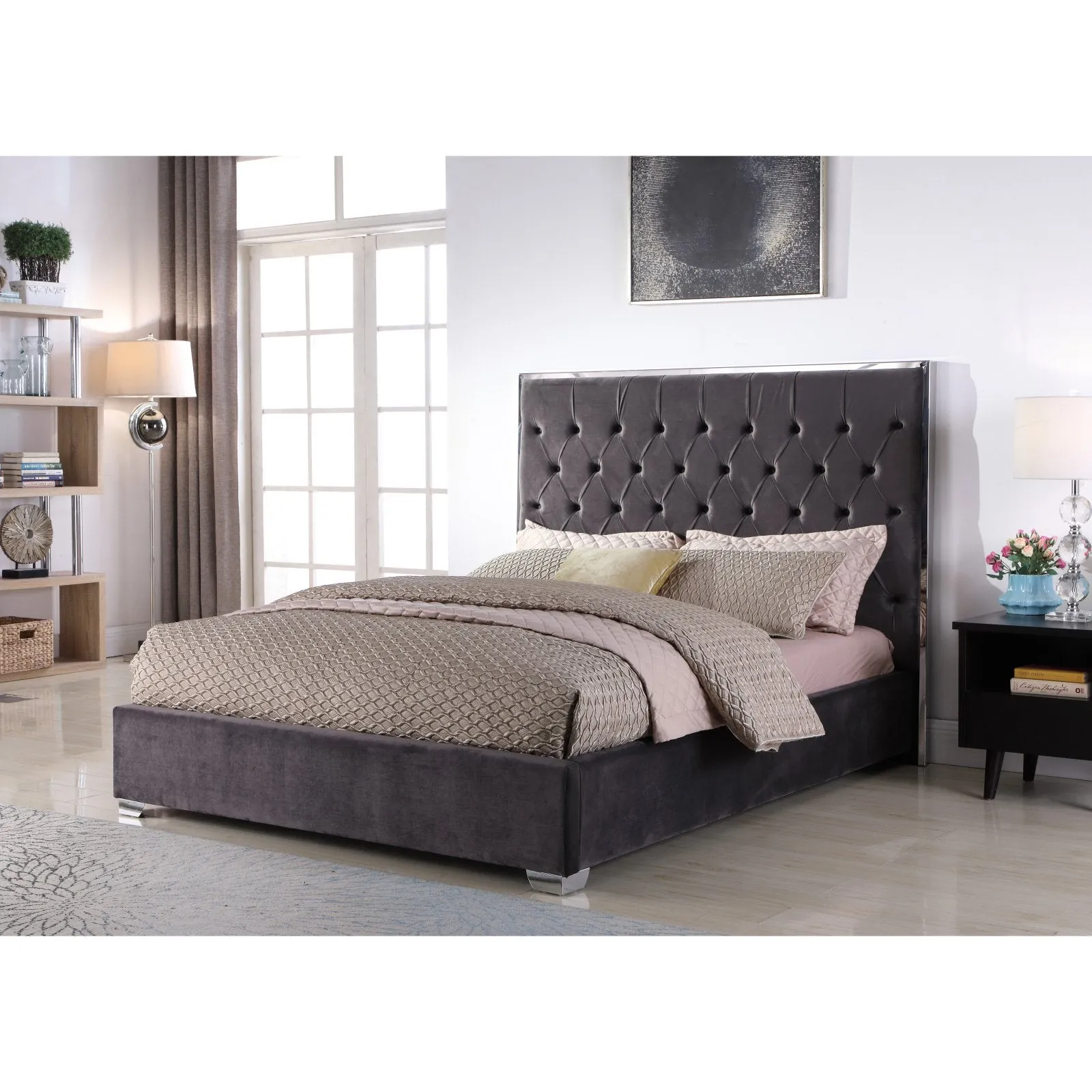 Lexa Tufted Velour Platform Bed ( Choose Your Color )