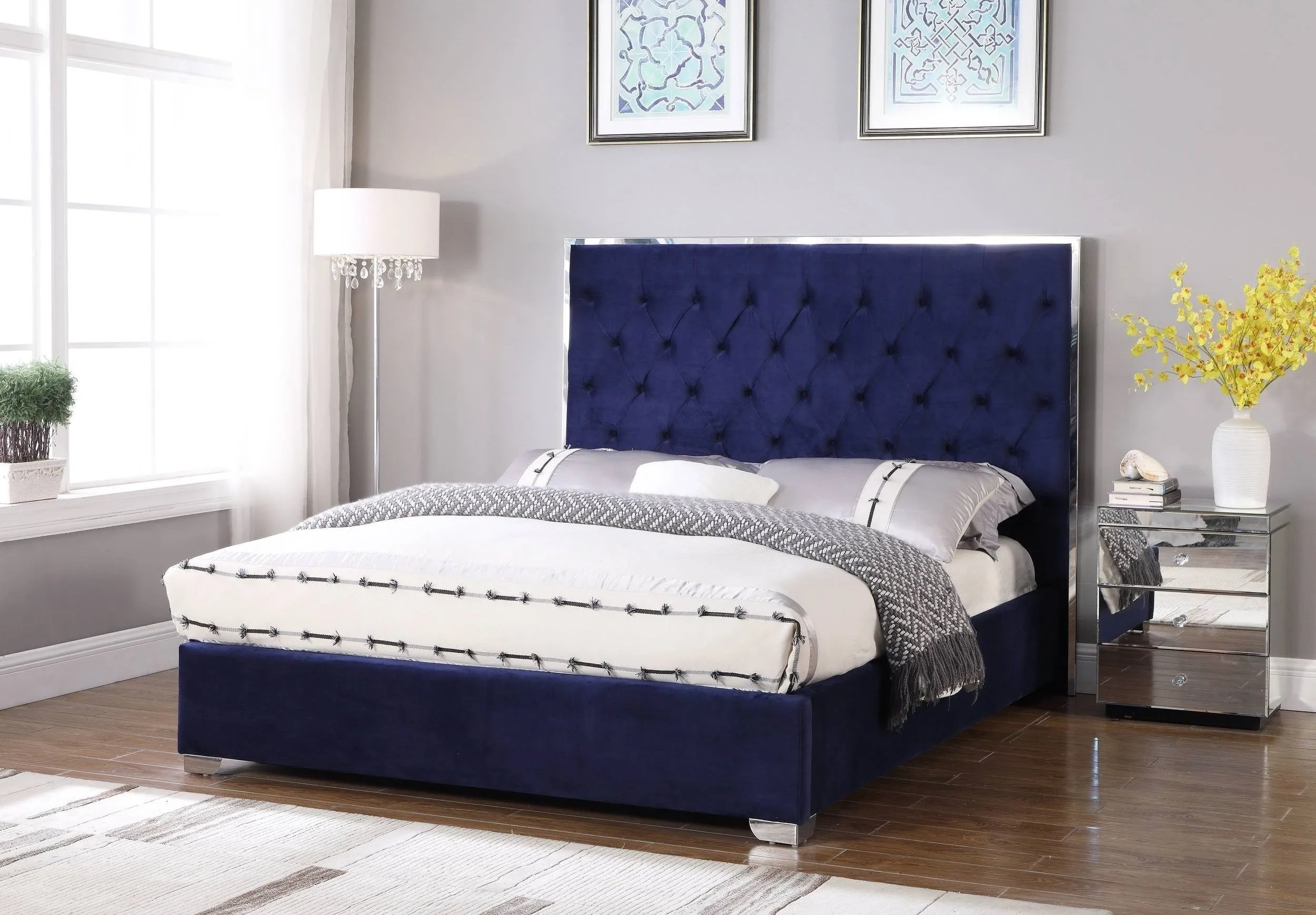 Lexa Tufted Velour Platform Bed ( Choose Your Color )