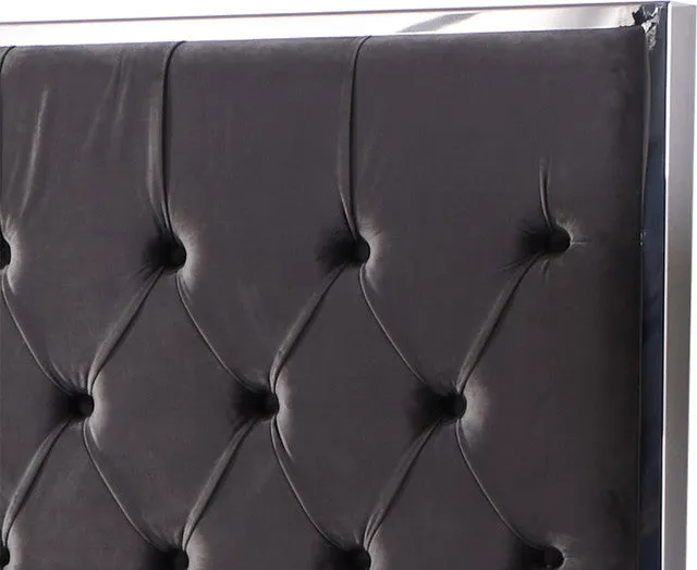 Lexa Tufted Velour Platform Bed - Dark Gray