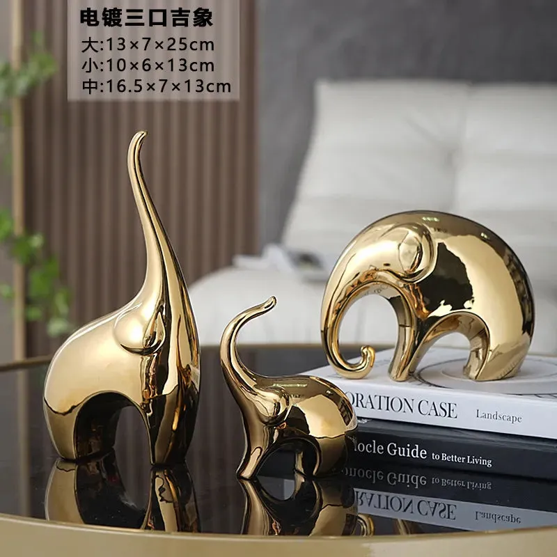 Light Luxury Home Furnishings Electroplating Silver Elephant Crafts Living Room Wine Cabinet TV Cabinet Decorations Ornaments