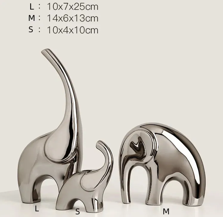 Light Luxury Home Furnishings Electroplating Silver Elephant Crafts Living Room Wine Cabinet TV Cabinet Decorations Ornaments