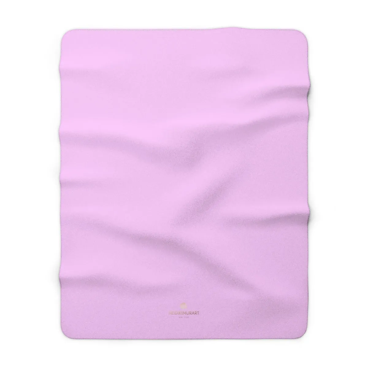 Light Pink Solid Color Print Designer Cozy Sherpa Fleece Blanket-Made in USA