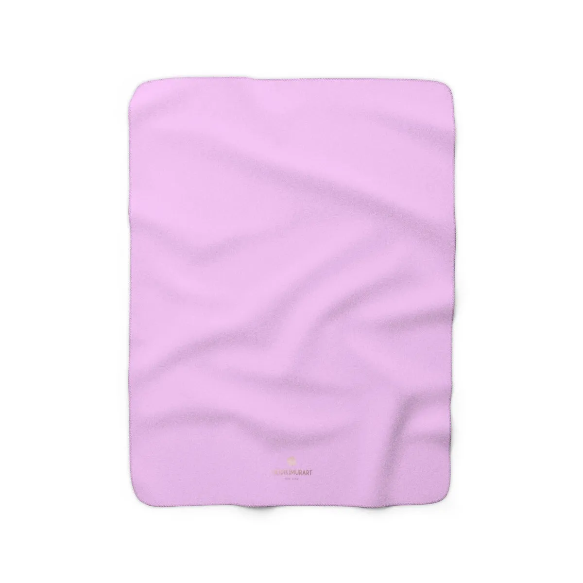 Light Pink Solid Color Print Designer Cozy Sherpa Fleece Blanket-Made in USA