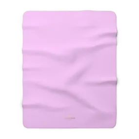 Light Pink Solid Color Print Designer Cozy Sherpa Fleece Blanket-Made in USA