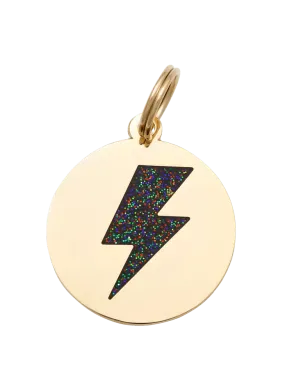 Lightning Bolt Pet ID Tag in Black & Gold