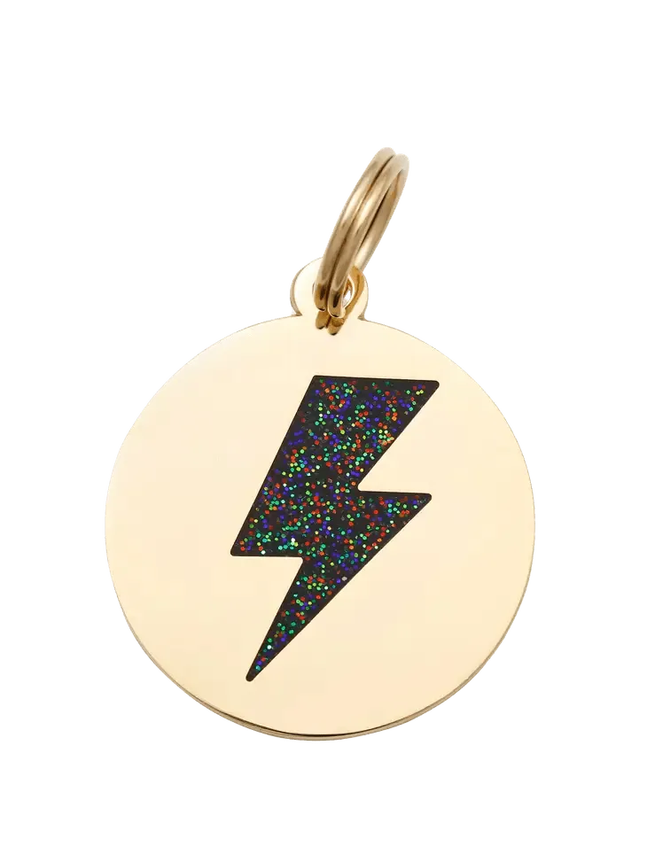 Lightning Bolt Pet ID Tag in Black & Gold