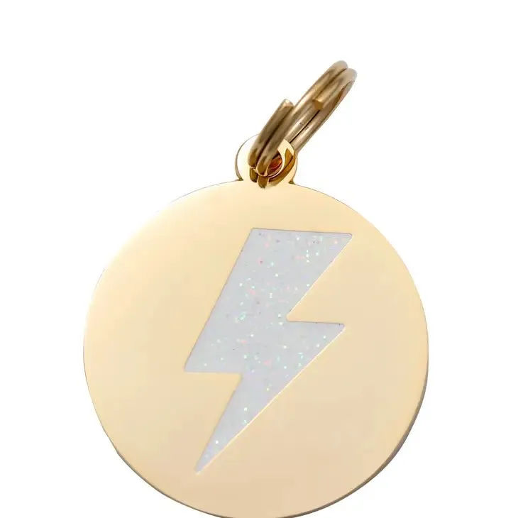 Lightning Bolt Pet ID Tag in Gold & Silver
