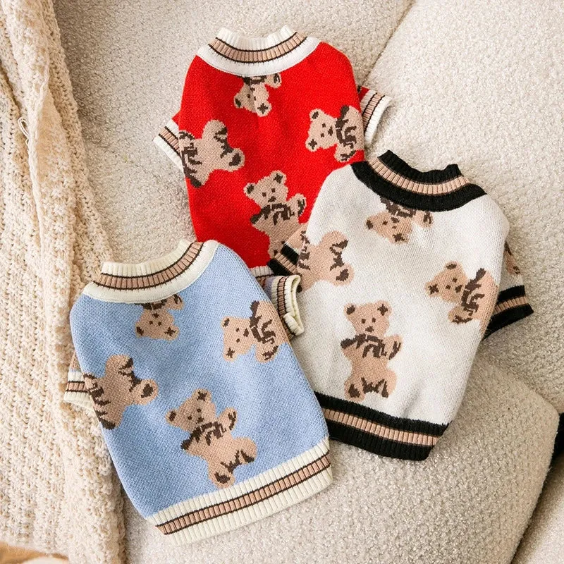 Luxury Cardigan Dog Sweaters Winter Warm Dog Clothes Chihuahua French Bulldog Clothing Pet Coat Jacket Pet Items Knitted Sweater