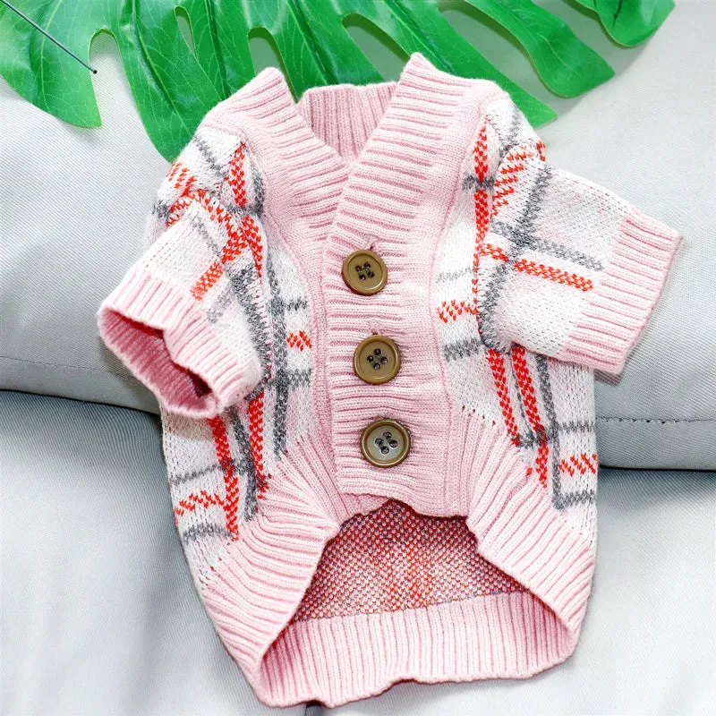 Luxury Cardigan Dog Sweaters Winter Warm Dog Clothes Chihuahua French Bulldog Clothing Pet Coat Jacket Pet Items Knitted Sweater