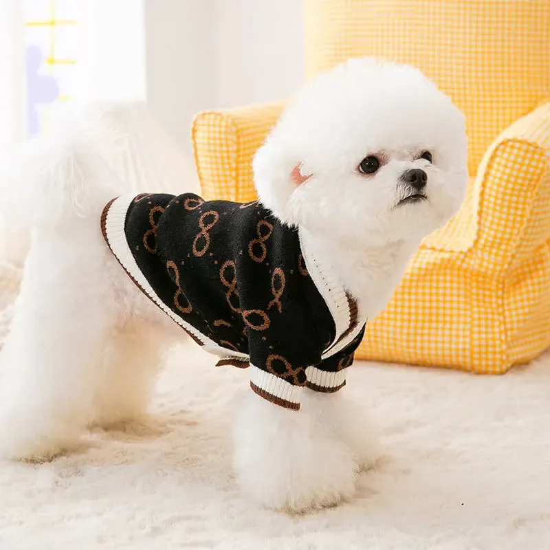 Luxury Cardigan Dog Sweaters Winter Warm Dog Clothes Chihuahua French Bulldog Clothing Pet Coat Jacket Pet Items Knitted Sweater
