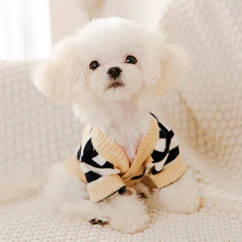 Luxury Cardigan Dog Sweaters Winter Warm Dog Clothes Chihuahua French Bulldog Clothing Pet Coat Jacket Pet Items Knitted Sweater