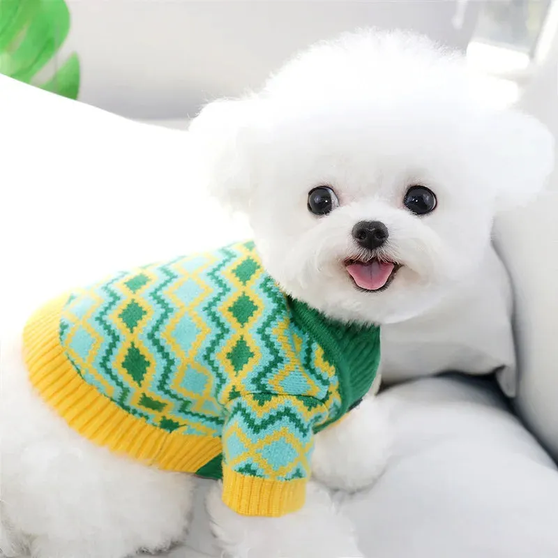 Luxury Cardigan Dog Sweaters Winter Warm Dog Clothes Chihuahua French Bulldog Clothing Pet Coat Jacket Pet Items Knitted Sweater